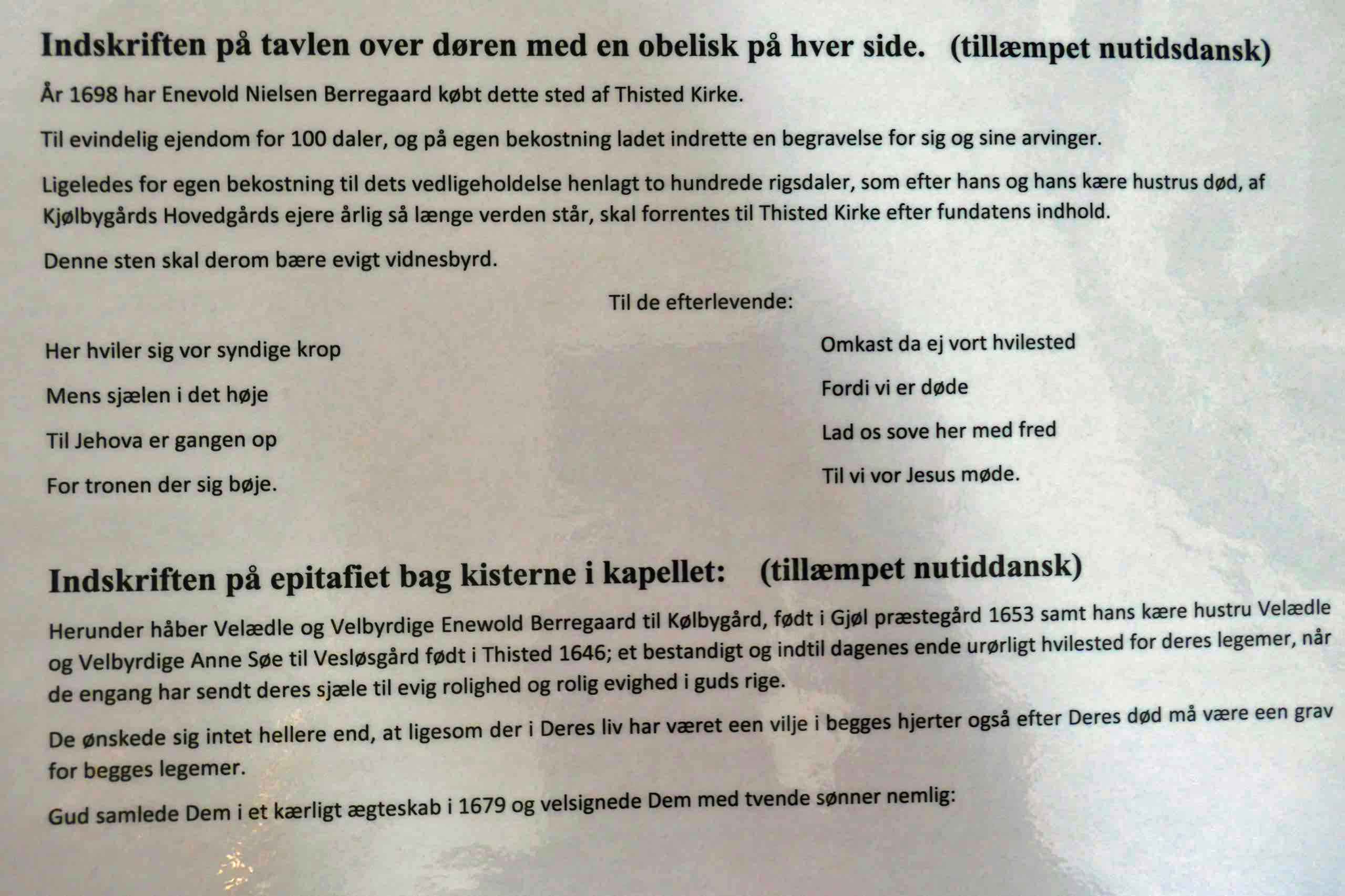 Tavle i Thisted Kirke